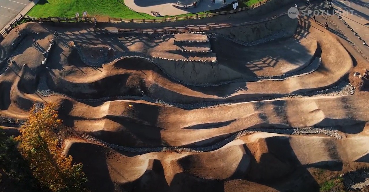 Drone image of CR Bike Park Jump Lines